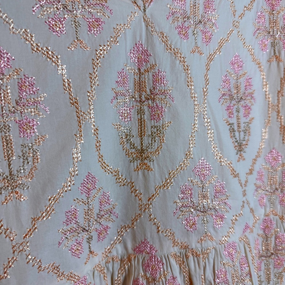 A Loves A Tiered Embroidered Mini Dress Womens Medium Pink Cottagecore Feminine - Picture 3 of 9